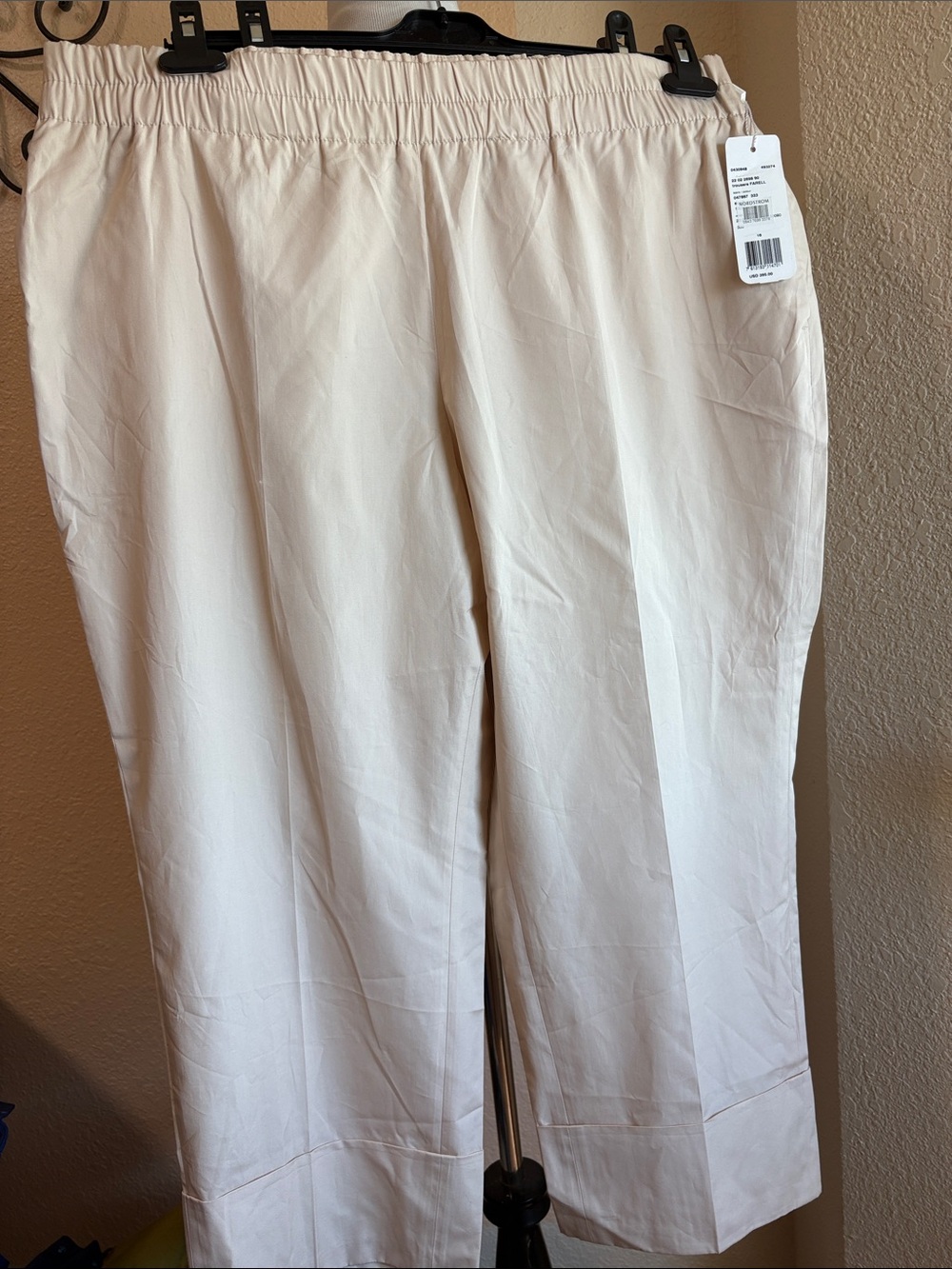 Akris Punto Cream Elastic-Waist Wide-Leg Trousers Farrell Women Sz 16